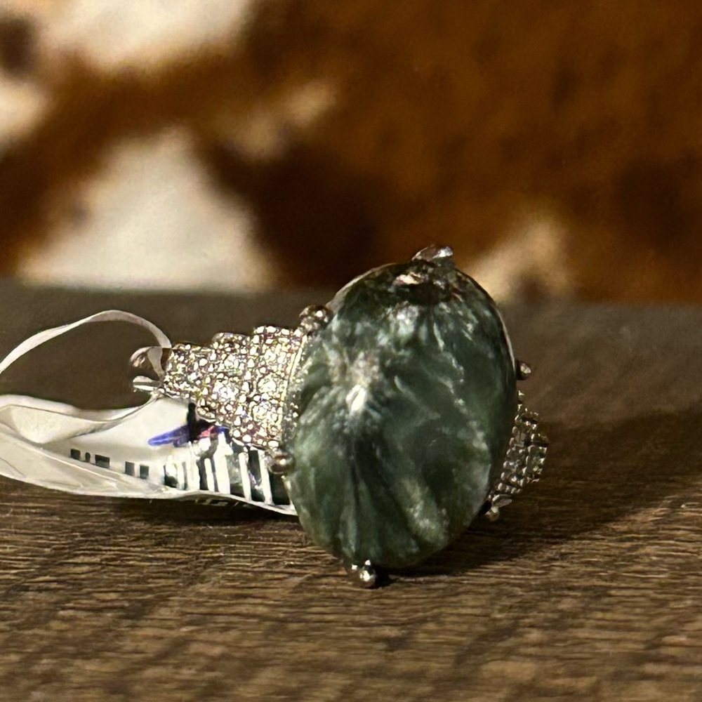 Seraphinite .925 sterling silver size 6.25 ring